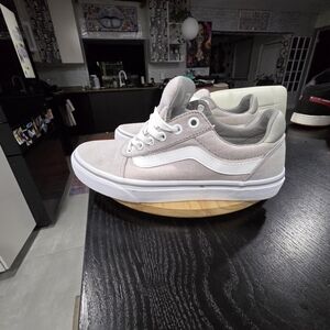 Vans Casual Low-Top Canvas Sneakers in Light Gray with White Stripe